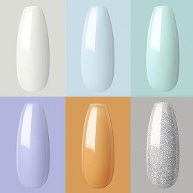 COSCELIA Kit de poudre à ongles 6 couleurs avec base de finition, activateur et pinceau à ongles pour le bricolage à la maiso