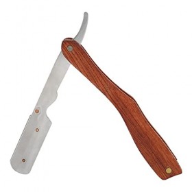 Rasoir Manuel en Acier Inoxydable de Type Pince, Manche en Palissandre, Conception Antidérapante, Durable et Ne Se Décolore P