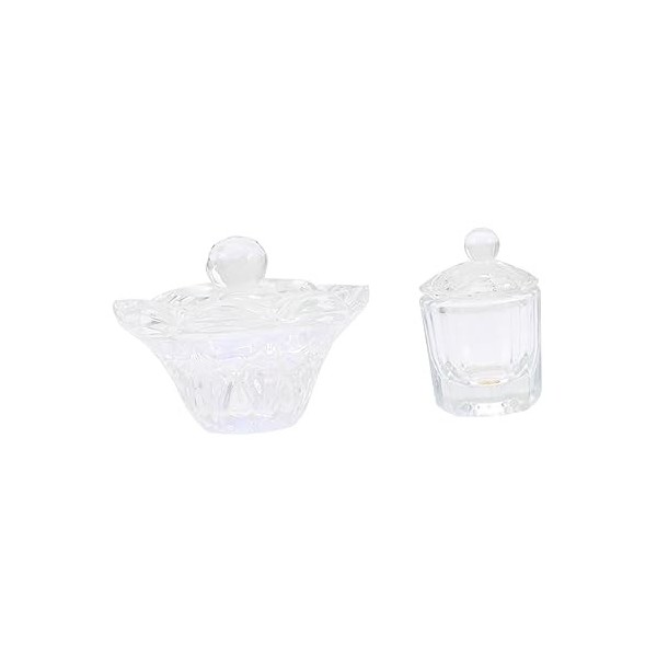 minkissy Lot de 2 verres à liqueur en cristal pour nail art avec couvercle, assiettes colorées, tasses avec couvercle pour li