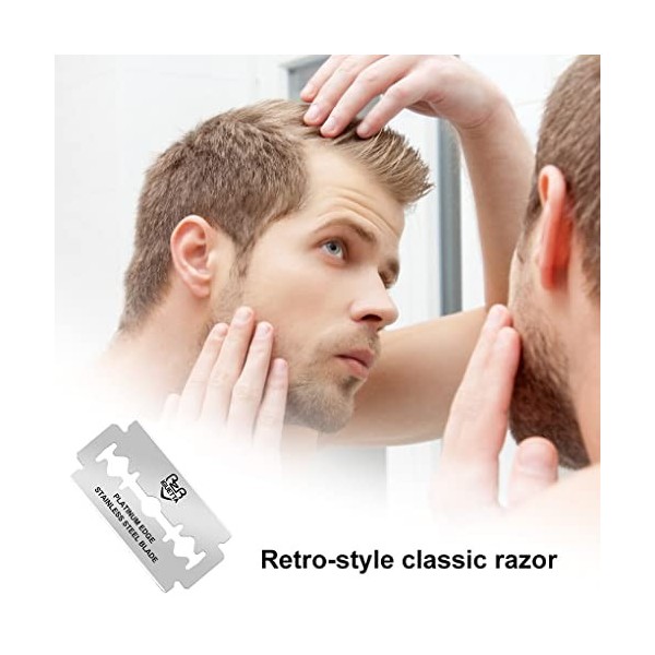 FIOERDTUIE Lames de rasoir pour hommes tranchante en acier inoxydable barbe rasage précis et propre accessoires de rasage vis