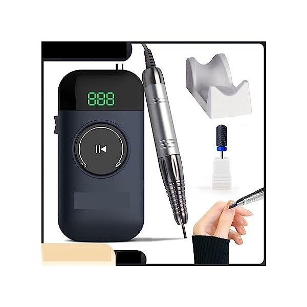 Perceuse à ongles électrique, Perceuse à ongles professionnelle avec écran LCD, stylo de manucure rechargeable portable, outi