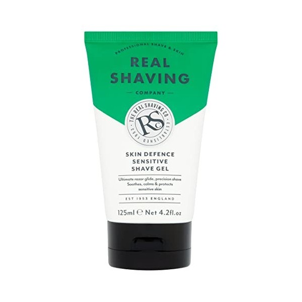 The Real Shaving Company Skin Defense Sensitive Shave Gel - Doux pour le passage du rasoir, rasage de précision, apaise, calm