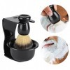 GOTOTOP 3 pièces Professionnel Hommes Rasage Brosse Support Ensemble Brosse Bol Support Noir ABS résine Barbe Outils de Netto