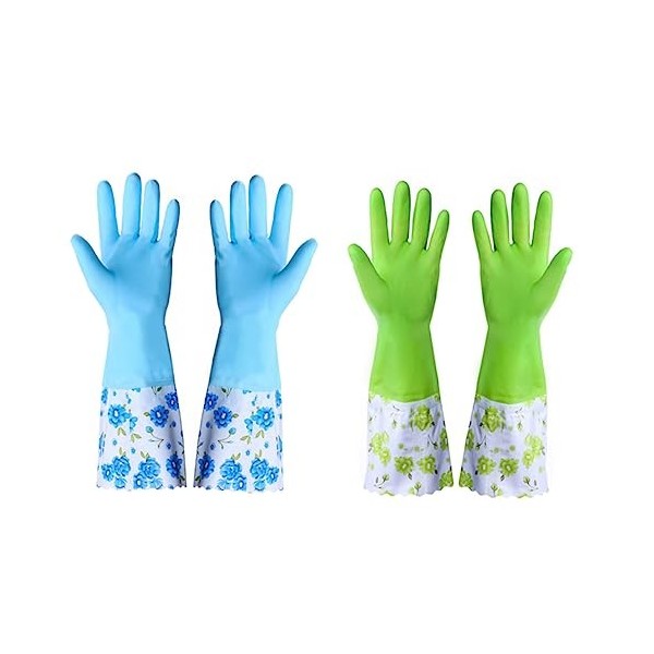 Mobestech 2 Paires De Gants En Latex Pour Travaux Ménagers Pour La Vaisselle Pour Le Nettoyage De Antidérapants Épais