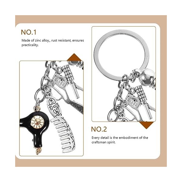 ABOOFAN Coiffeur Porte-Clés Peigne Ciseaux Charme Porte-Clés Sèche-Cheveux Pendentif Porte-Clés Coiffeur Coiffeur Cadeau Pour