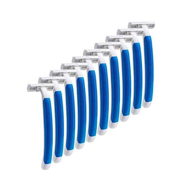 Lot de 50 rasoirs jetables en acier inoxydable avec poignée antidérapante pour homme et femme