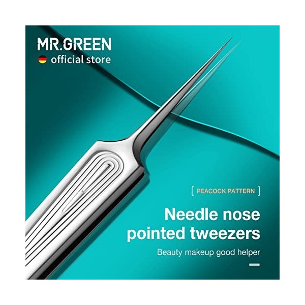 MR.GREEN Pince à épiler Pour Poils Incarnés Pince à épiler Pointue de Précision, Pince à épiler Pour éliminer les Points Noir
