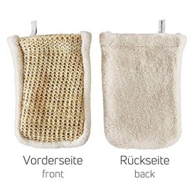 Gant de massage en sisal - qualité biologique - effet de peeling profond grâce à une structure grossière qui desquame tout le
