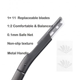 Rasoir en forme de sourcil, visage, rasoir de sécurité pour barbe, manche en métal, Supplément de 10 lames