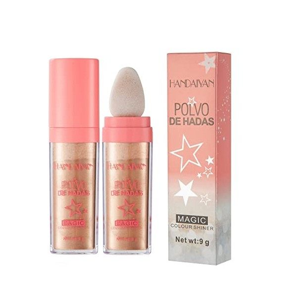 Lot de 3 Poudre de Fée Maquillage, Highlighter Powder Stick Polvo de Hadas Highlighter Maquillage Body Lightening Shimmer Spa