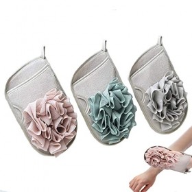 Lot de 3 gants exfoliants pour le corps - Éponges de bain pour adulte - Éponge de bain double face - Gant exfoliant pour la p