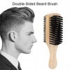 Brosse à Barbe pour Homme, Brosse à Barbe avec Manche en Bois Brosse à Barbe Double Face pour Homme pour Nettoyage de Moustac