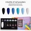 Kit de Poudre de Trempage pour Ongles, ANGGREK 6 Couleurs Kit de Poudre de Trempage pour Ongles Kit de Poudre de Trempage Blu