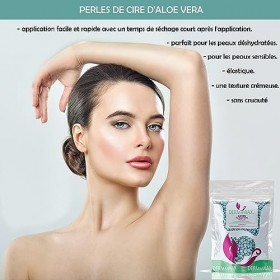 Dermawax Perles de cire Aloe Vera Premium de 400 g sans bandes de cire pour lépilation, pour le corps entier à la cire brési