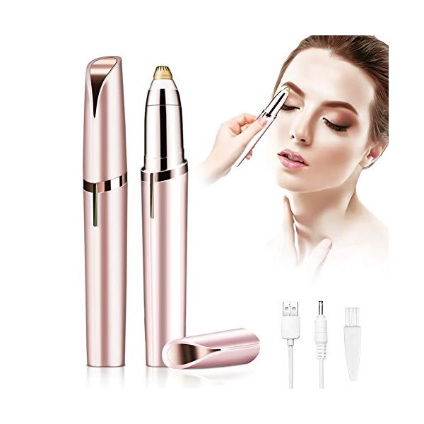 Tondeuse à sourcils électrique, avec lumière LED, Rasoir à Sourcils Indolore Portable Charge , Lèvres des Sourcils, épilatio