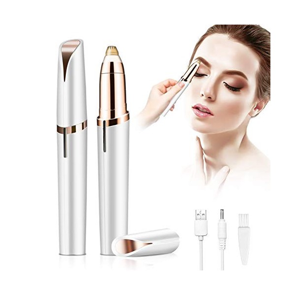 Tondeuse à sourcils électrique, avec lumière LED, Rasoir à Sourcils Indolore Portable Charge , Lèvres des Sourcils, épilatio