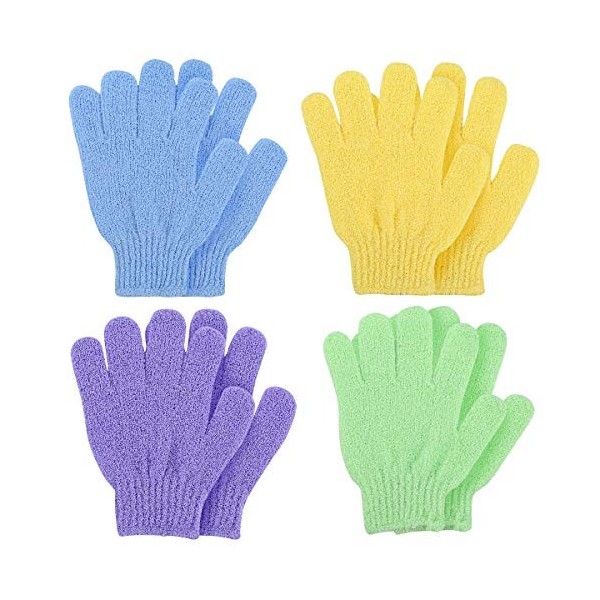 Frcolor 4 paires de douche exfoliant bain blouson Nylon gants douche exfoliant gommage corps