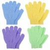 Frcolor 4 paires de douche exfoliant bain blouson Nylon gants douche exfoliant gommage corps