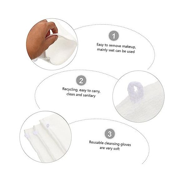 minkissy 6 Pièces Gants Démaquillants Pour Le Visage Tampon De Nettoyage Épurateur De Maquillage Poudre Nettoyante Nettoyant 