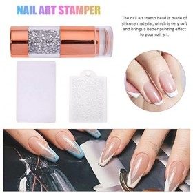 vincente Estampes à Ongles à Double tête - Tampon en Silicone pour Nail Art - Ensemble doutils de Timbre à lhuile de Tampon