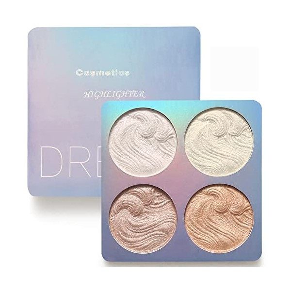 Shimmer Highlighter Powder Palette,illuminateur Palette La Palette de Poudre Surligneur Cuite imperméable Longue Durée Brilla