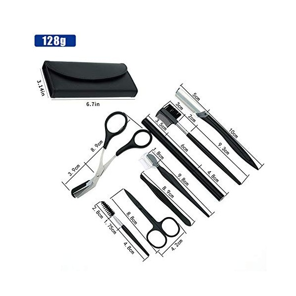 Kit sourcils, 8 in 1Kit de Maquillage Sourcils,Sourcils d’Outil Professionnel avec Pince à Épiler, Ciseaux à Sourcil, Couteau