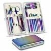 DITUDO 18 Kit de manucure Pédicure Outils de Soins de toilettage Lime à Ongles Coupe-Ongles avec Ensemble de manucure en Cuir