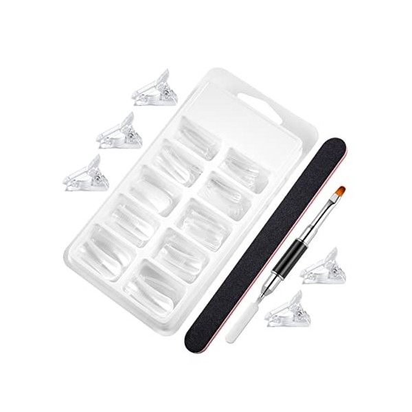 minkissy 1 lot de pochoirs transparents pour nail art en gel blanc - Pour faux ongles transparents - Clips en cristal - Kit d