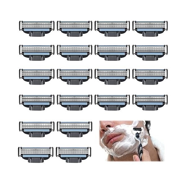 24 pcs Lames de rasoir pour hommes Mach3 Rasoir pour Homme Recharges de Lames de Rasoir Mach 3 Lames de Rasoir pour HommeUniv