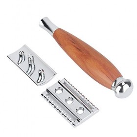 Rasage de sécurité avec poignée en bois rasoir manuel amovible, rasoir manuel à double lame, pour hommes à la maison