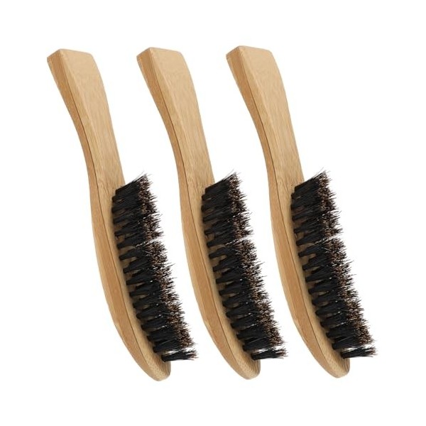 minkissy Lot de 3 brosses à barbe - Outils de rasage pour homme - Poils de sanglier - Pinceaux à moustache - Brosses de rasag