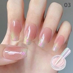 Poudre de néon pour ongles Couleur de poudre arc-en- Poudre transparente de glace Poudre de Poudre de miroir super flash Conv