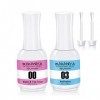 2 in 1 Dip Powder Top & Base Coat, Dipping Powder Activator Kit Vernis à ongles gel Pour Acrylique ongles poudre Kits de manu