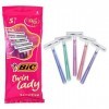 Bic Twin Lady Sensitive Lot de 5 paquets de 5 rasoirs jetables avec deux lames pour un rasage précis et précis