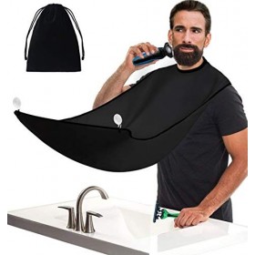 Allmay Tablier à barbe Bavoir ramasse-poils lors du rasage de la barbe Noir Cadeau pour homme