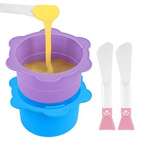 Adorila Lot de 2 chauffe-cire en silicone avec spatules - Pot chauffe-cire pour épilation - Réutiliser le bol dépilation à l