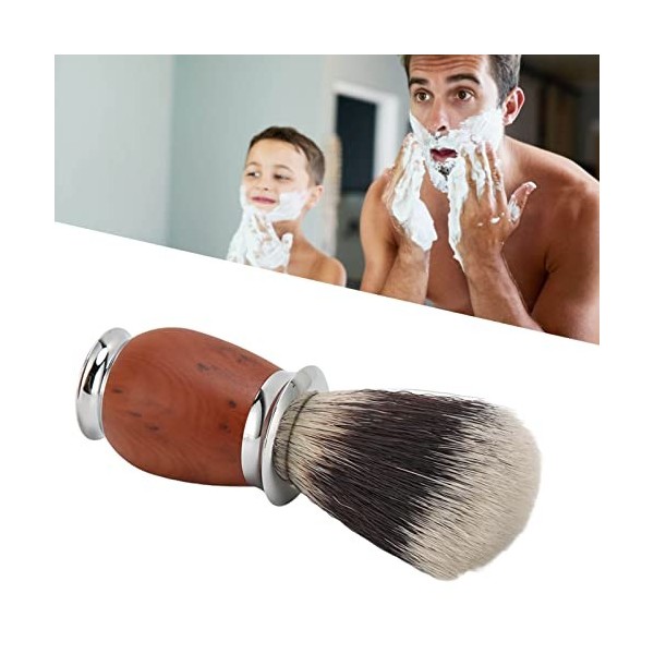 Blaireau à Barbe, Blaireau, Blaireau en Nylon de Haute qualité avec Manche en Bois, Léger et Doux pour les Poils du Visage, l