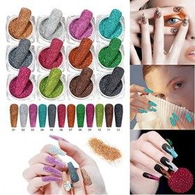 Nail Flash DIY 12 couleurs dongles en poudre doignon vert doré à faire soi-même - Outils de décoration pour ongles biologiq