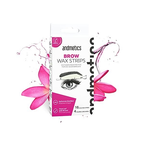 Andmetics Brow Wax Strips Women – Patented Eyebrow Cold , 20 Unité Lot De 1 