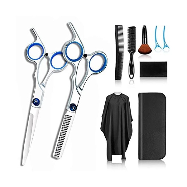 Kit de Ciseaux de Coupe de Cheveux, Ensemble de Ciseaux de Coiffure 10 Pièces, Kit de Ciseaux de Coupe de Cheveux Professionn