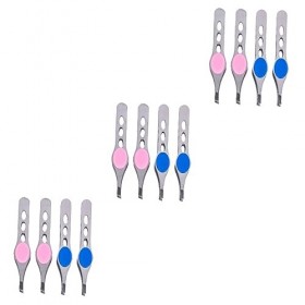 FRCOLOR 12 Pcs Pinces Assorties Femmes Sourcil Rose Tondeuse Pinces Sourcils Pointe Clip Hommes Remover Clips Outils De Cils 