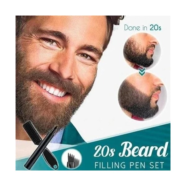 Elmyse Lot de 5 stylos de remplissage de barbe étanches pour homme, stylo à barbe pour homme, teinture de barbe pour homme, r