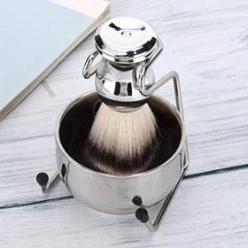 Ensemble de Blaireaux de Rasage, Ensemble Doutils de Rasage en Acier Inoxydable avec Support, Brosse et Bol à Savon, Kit de 