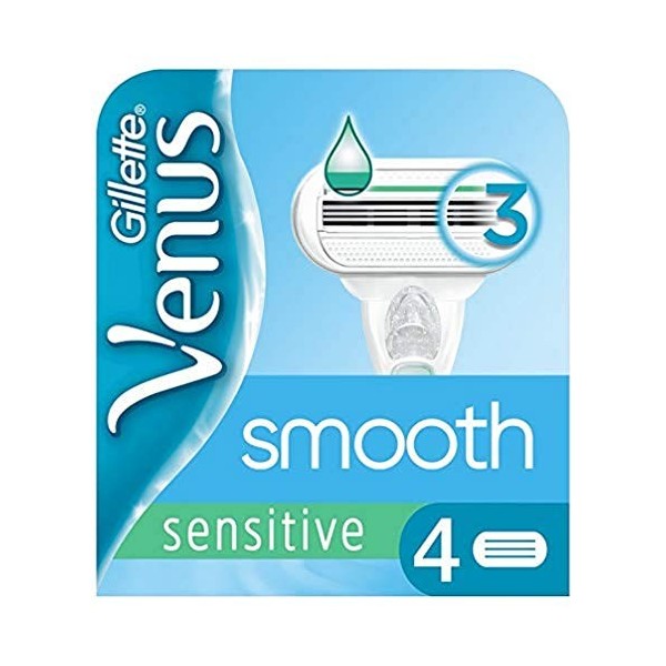 Venus Smooth Sensitive, Lames de Rasoir Jetables Femme, Pack de 4 Lames de Recharges [OFFICIEL]