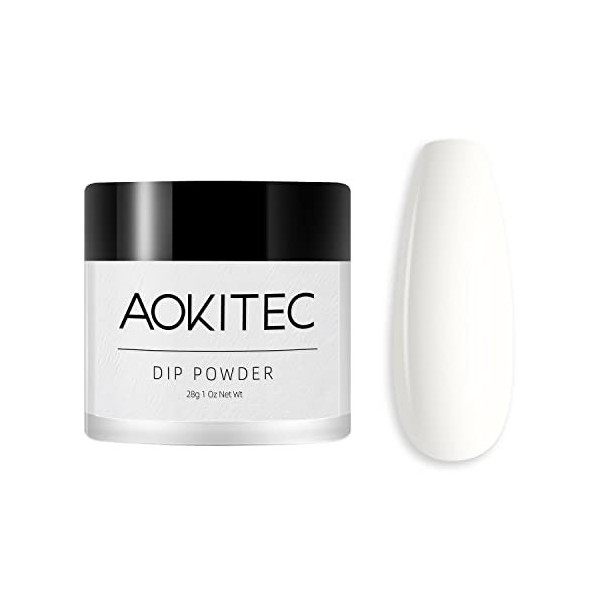 Aokitec Poudre à Ongles Classique Couleur Blanche, Poudre dOngles Professionnel Nail Art Décoration dOngles Débutant,Manucu