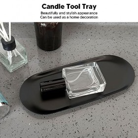 Lot de 2 Plateaux à Outils pour Bougies Parfumées, Plateau de Rangement de Bureau en Métal pour Assiettes, Plateaux à thé, Fr