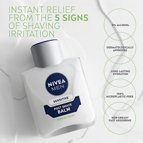 NIVEA MEN Baume après-rasage sensible avec zéro pour cent dalcool, Baume après-rasage pour hommes, Soins de la peau des homm