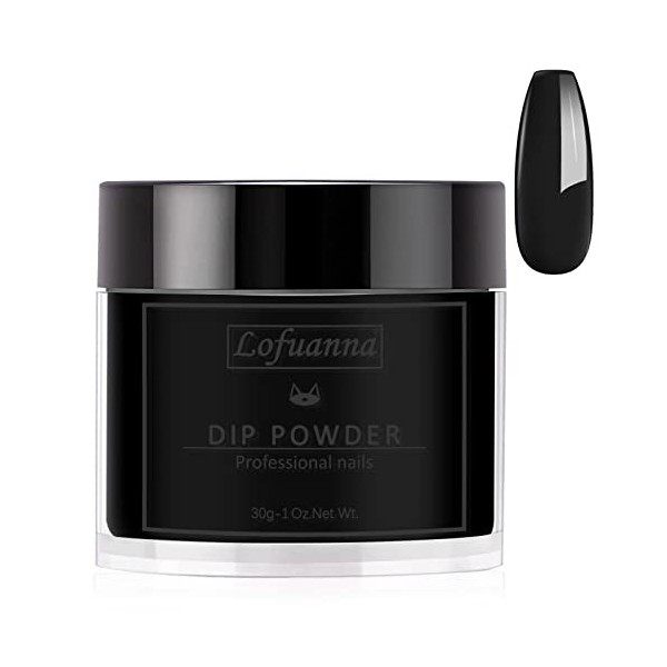 Lofuanna Poudre à Tremper pour Ongles,30g Noir Dipping Powder Manucure pour Ongles Français Kits,Pas Besoin de Lampe à Ongles