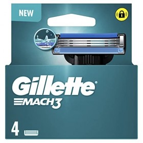 Gillette Mach3 Recharges De Lames De Rasoir Pour Homme, À 3 Lames, 4 Recharges De Lames, Lames Plus Résistantes Que L’Acier