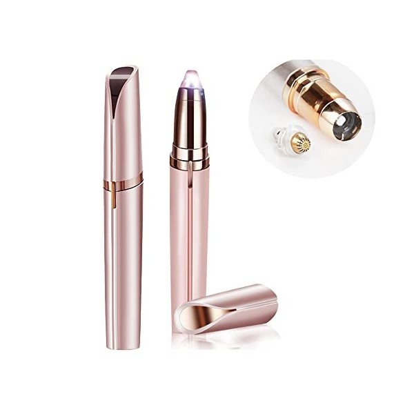 XUBX Tondeuse à Sourcils, Épilateur au fil de rasage compact électrique Indolore femmes, USB Rechargeable, lumière LED, Eyebr